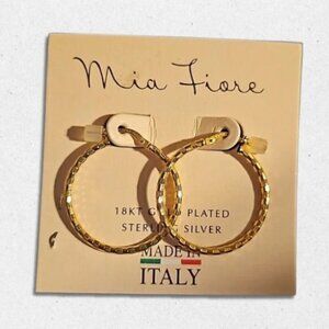 Mia Fiore Italy Hoop Earrings 18KT Gold Plated Sterling Silver Vermeil Gold OS